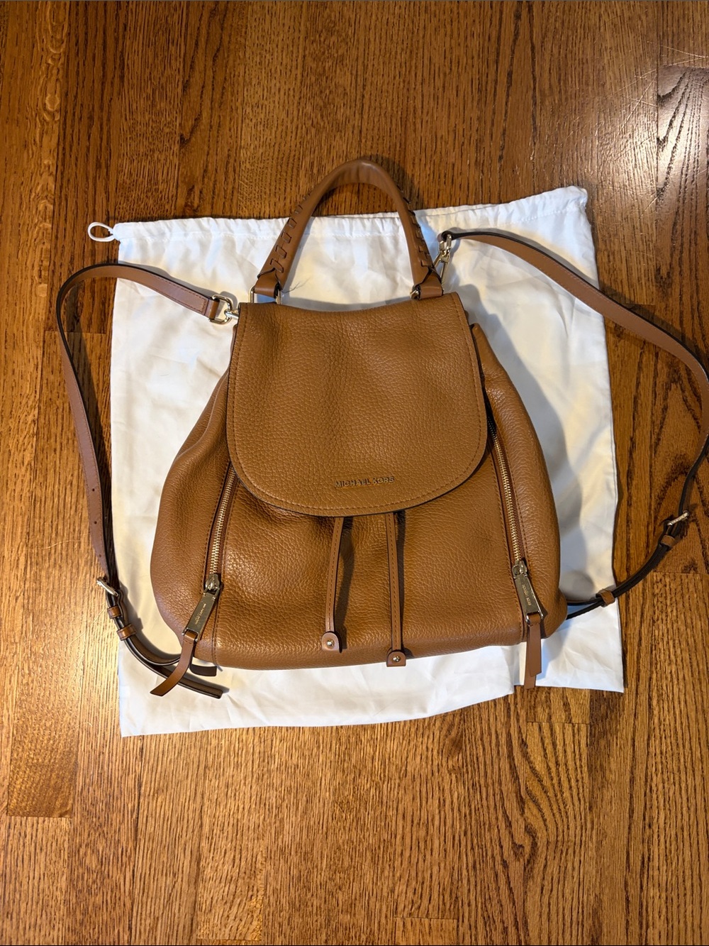 Michael Kors Pebbled Leather Backpack - Cognac Brown